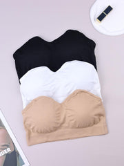 3pcs Strapless Bandeau Bras Comfy & Soft Stretch Everyday Bra