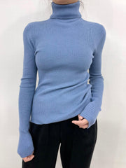 Women's Turtleneck Ribbed Sweater Slim Pullover Knit Top