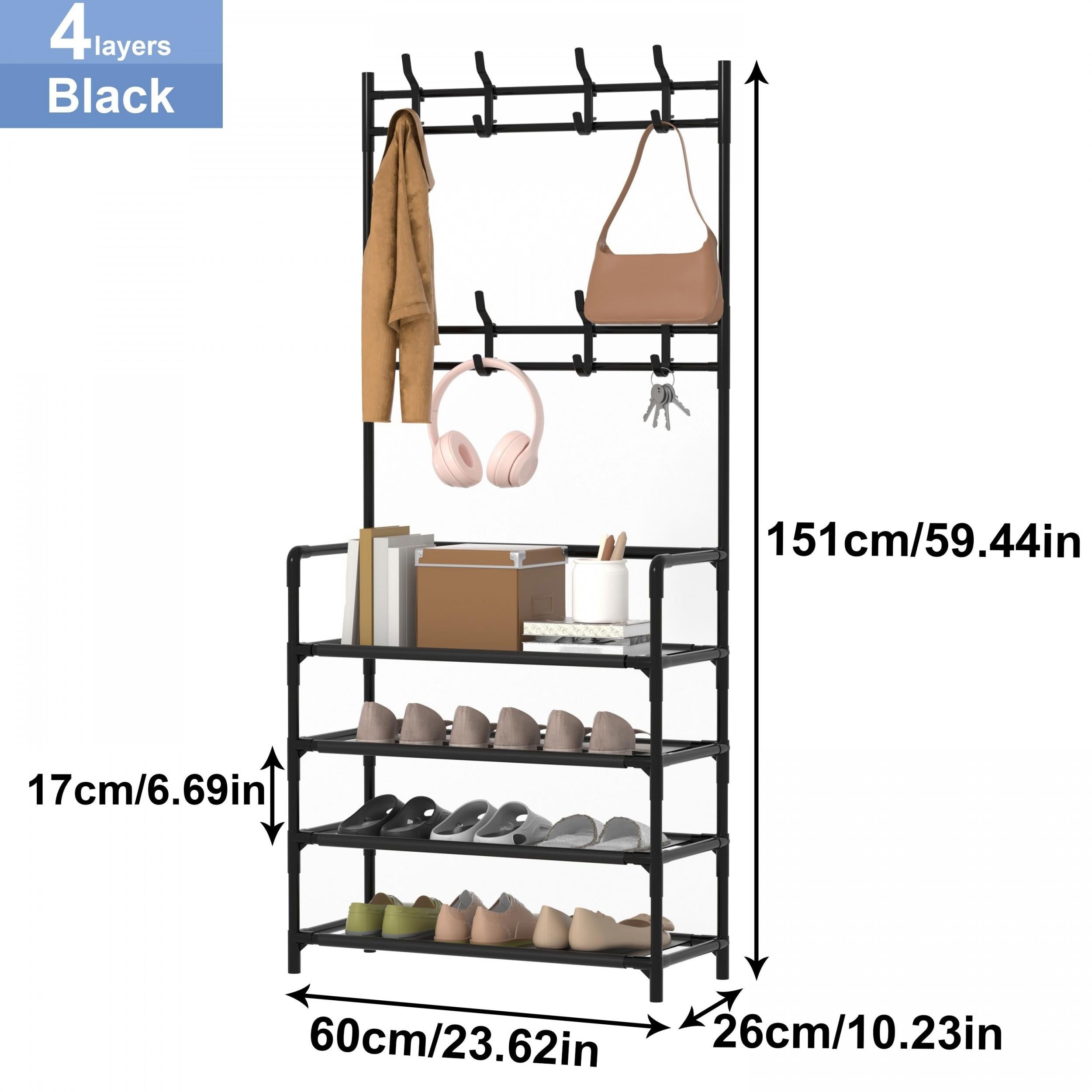 Coat Rack Shoe Storage Shelf Hanging Stand Hats Coats Drying Balcony Clothes