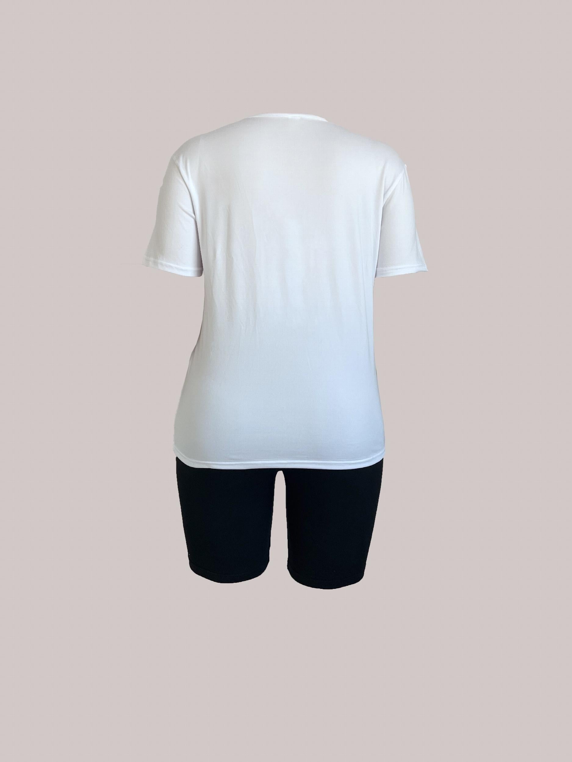  Casual Outfits Set Women's Plus Figure Print Tee & Biker Shorts Set