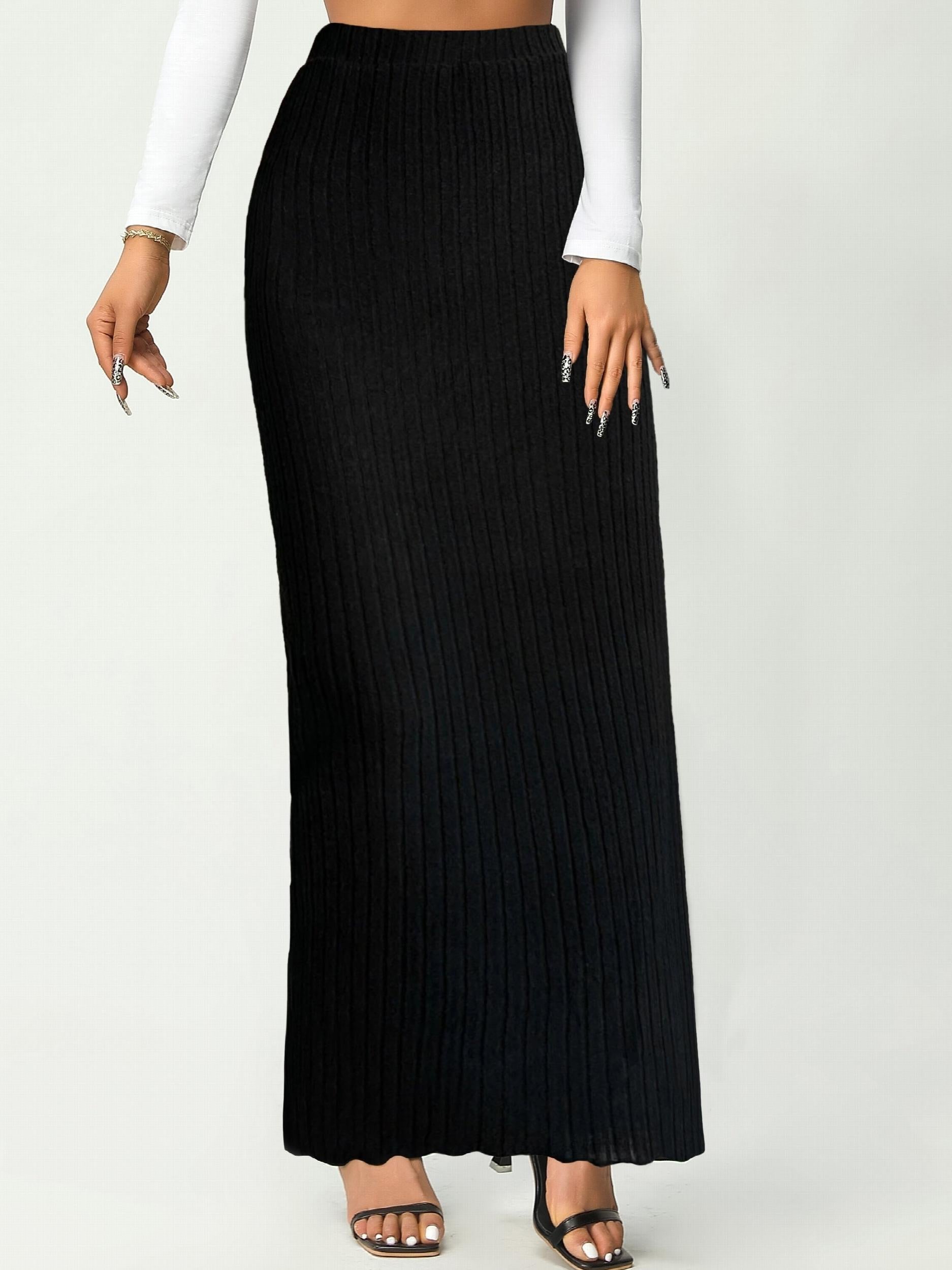 High Waist Scallop Trim Long Skirt for Women