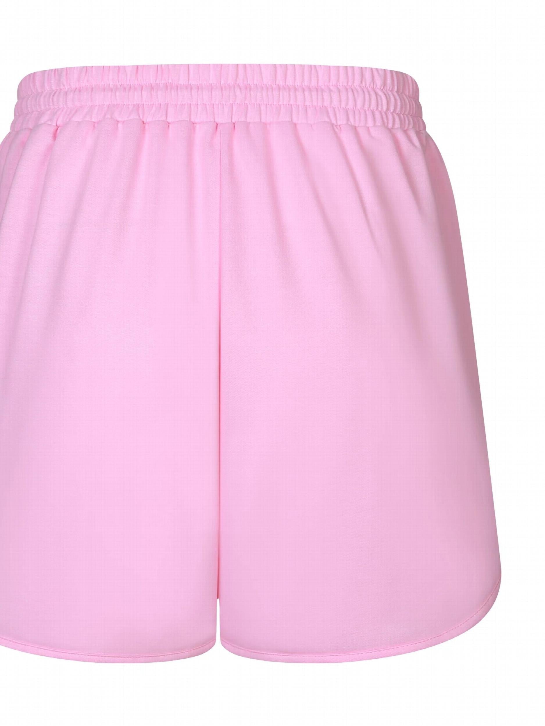  Sporty Shorts Women's Plus Solid Elastic Drawstring High Rise Shorts