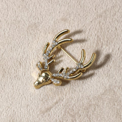 Rhinestone Plum Deer Multifunctional Pin Brooch for Men