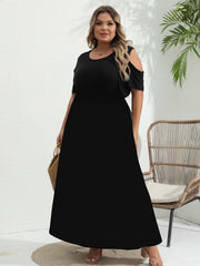  Ombre Print Cold Shoulder Maxi Dress Women's Plus