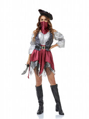Naughty Pirate Mesh Colorblock Dress Costume