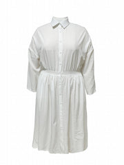  Long Sleeve Maxi Shirt Dress with Pockets