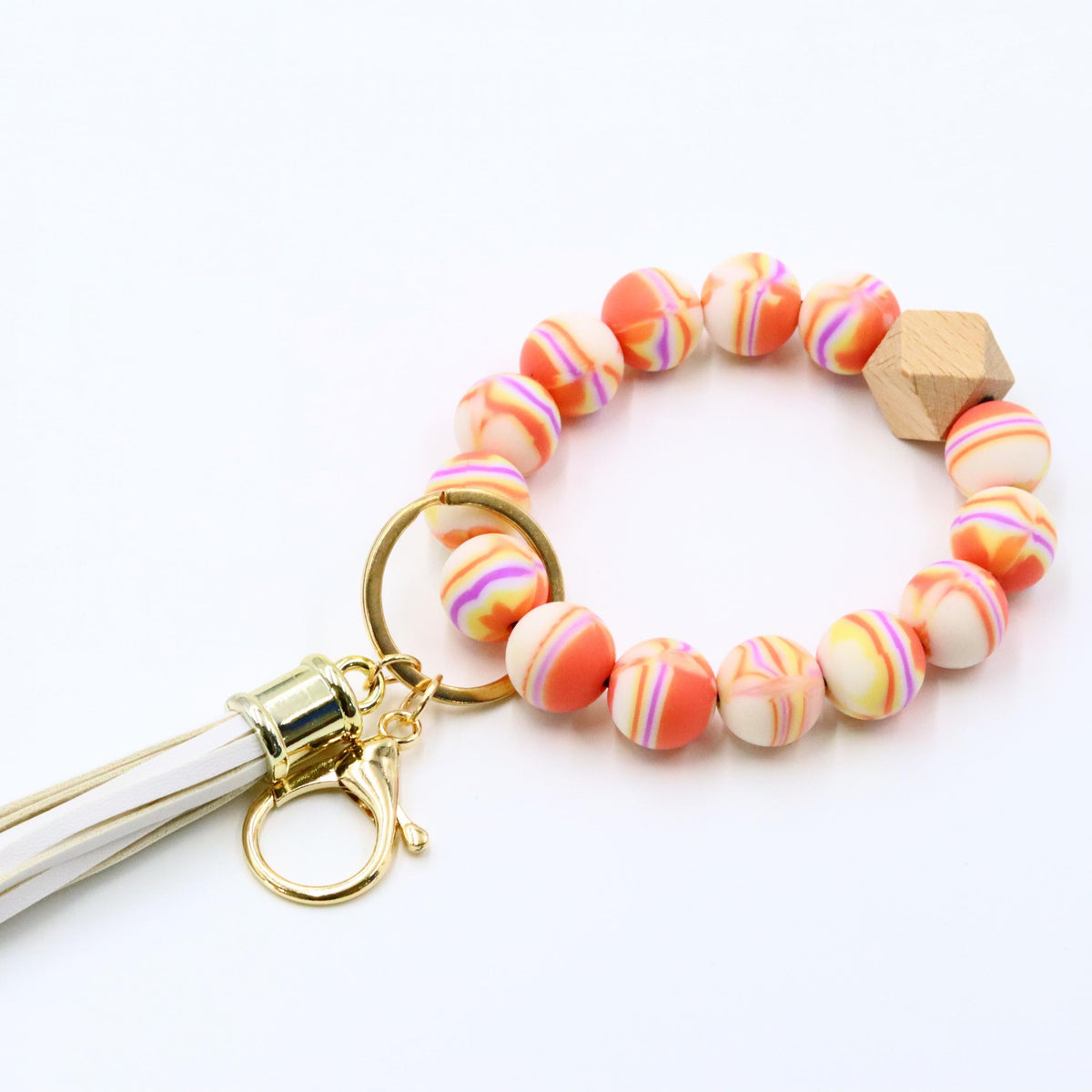 Colorful Beaded Bracelet Charms Tassel Decor Wrist Key Bag Pendant