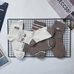 5 Pairs Cartoon Rabbit & Letter Print Socks Soft Mid Tube Women's Stockings