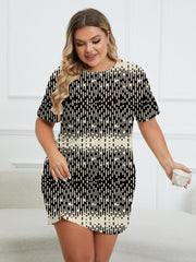  Striped Round Neck Short Sleeve Loungewear Dress