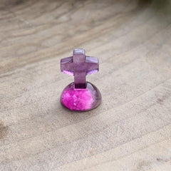 Rainbow Fluorite Gravestone Cross Carving Crystal Healing Stones