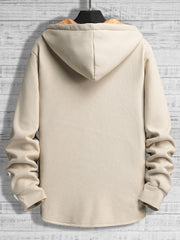 Men's Warm Fleece Hooded Jacket - Casual Medium Stretch Coat