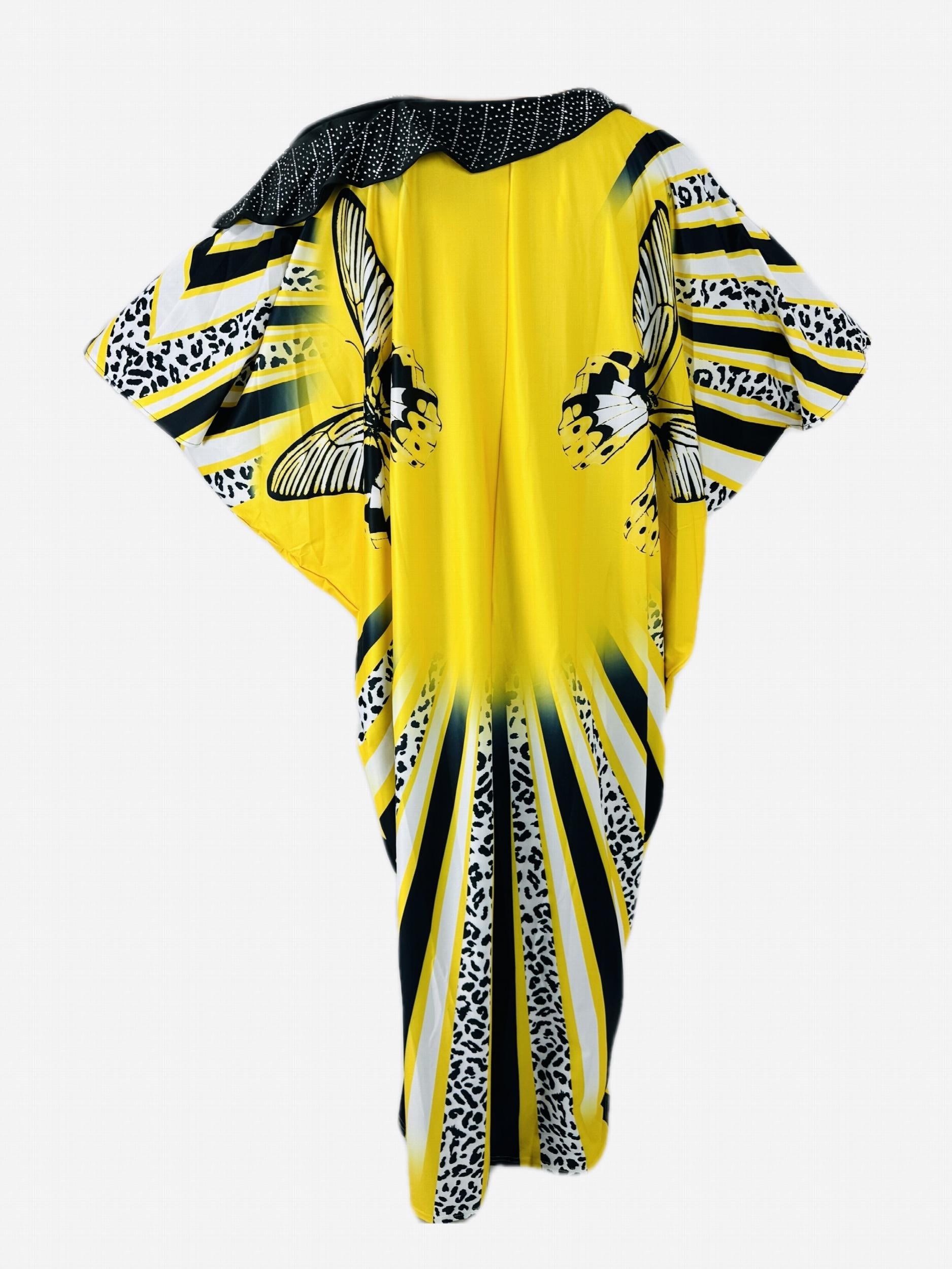  Kaftan Dress Women's Plus Butterfly & Leopard Print One Shoulder Batwi