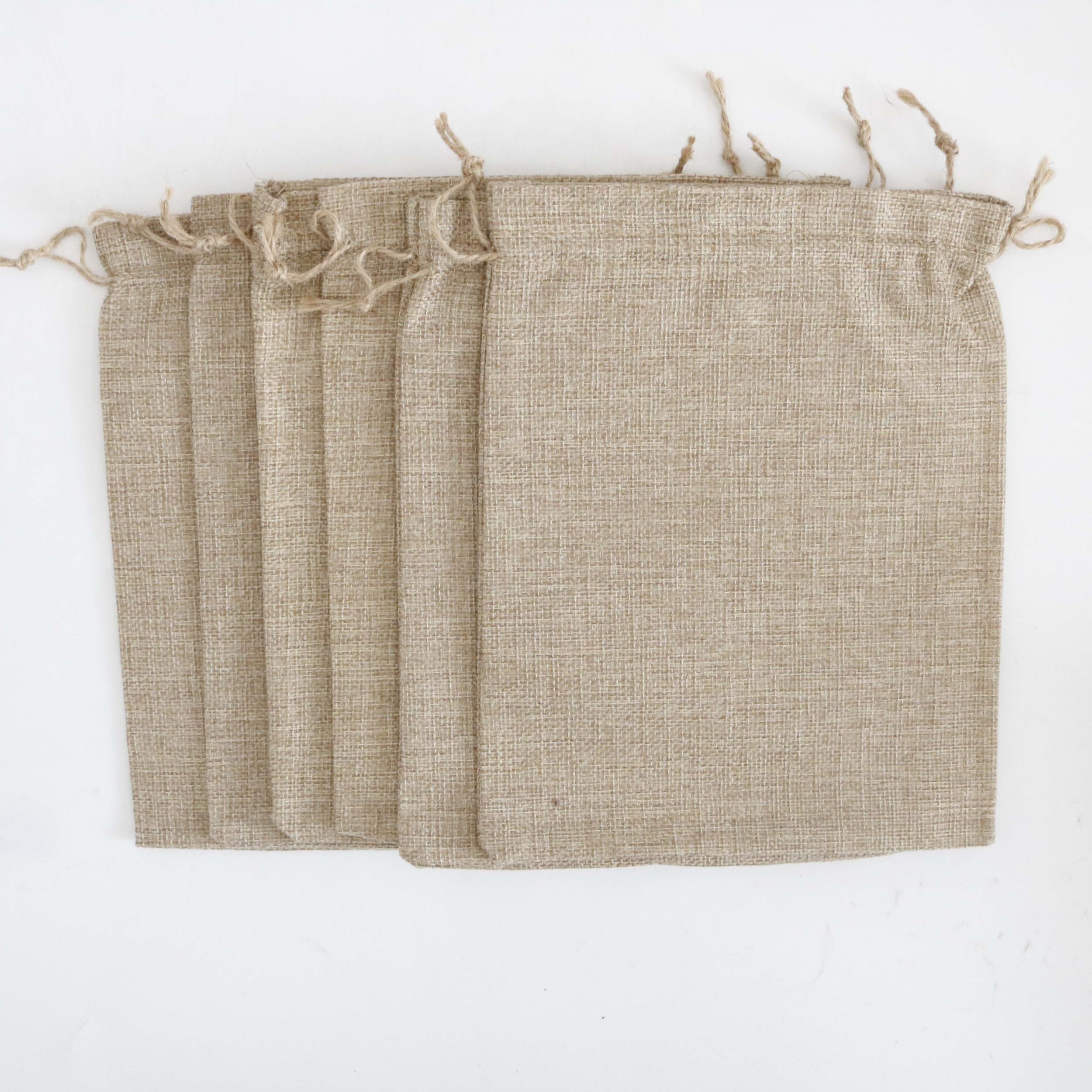6pcs Burlap Vegetable Bags Drawstring Pouches