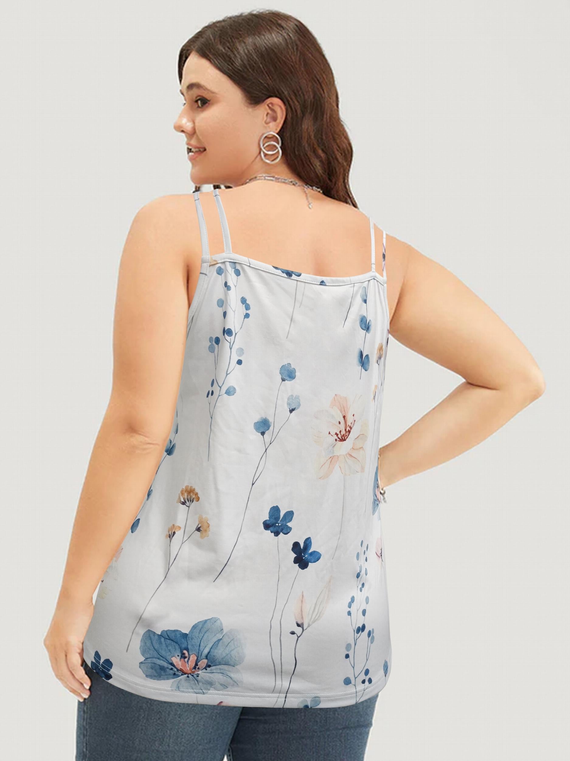  Floral Print Split Strap Tank Top
