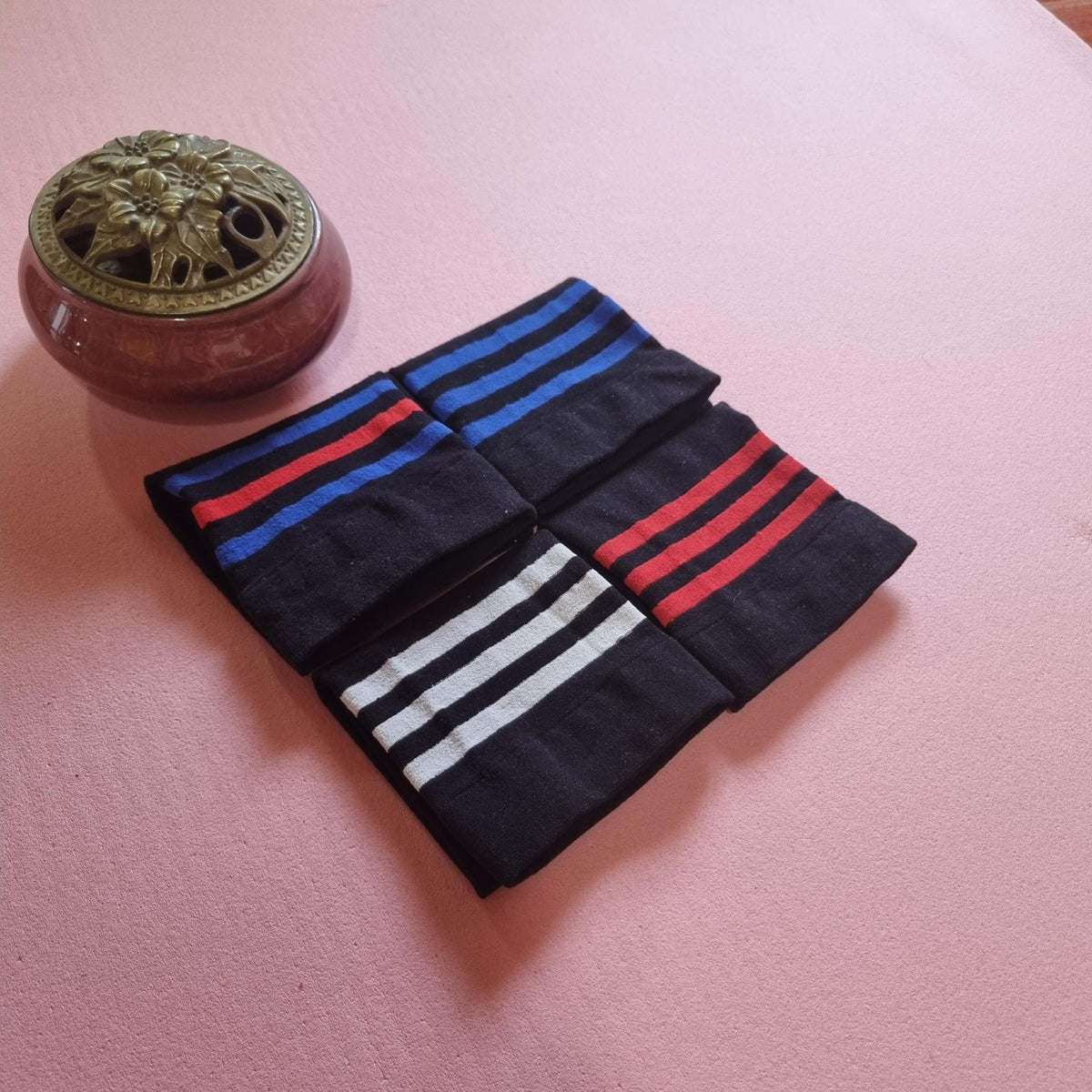 4 Pairs Striped Crew Socks Women's Stockings