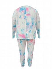 Women's Plus Tie Dye Long Sleeve Tee & Joggers Set