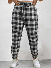 Women's Plus Plaid Tie Front Harem Pants