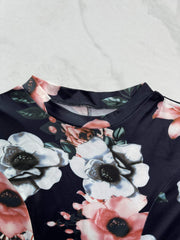  Casual Dress Women's Plus Floral Print Long Sleeve Round Neck