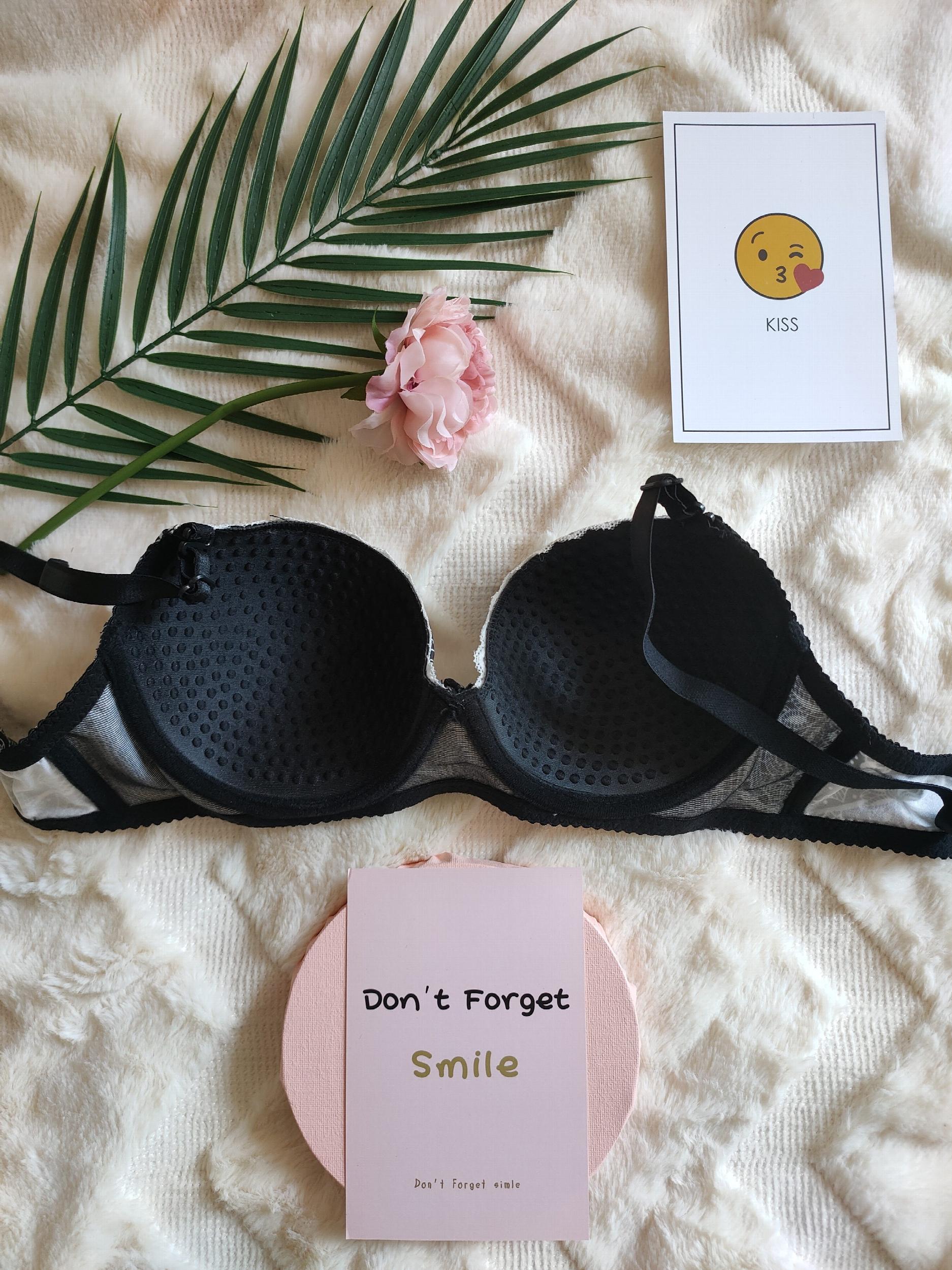 Floral Print Push Up Bra Lace Trim Women's Lingerie