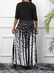  Colorblock Print Maxi Dress With Pockets