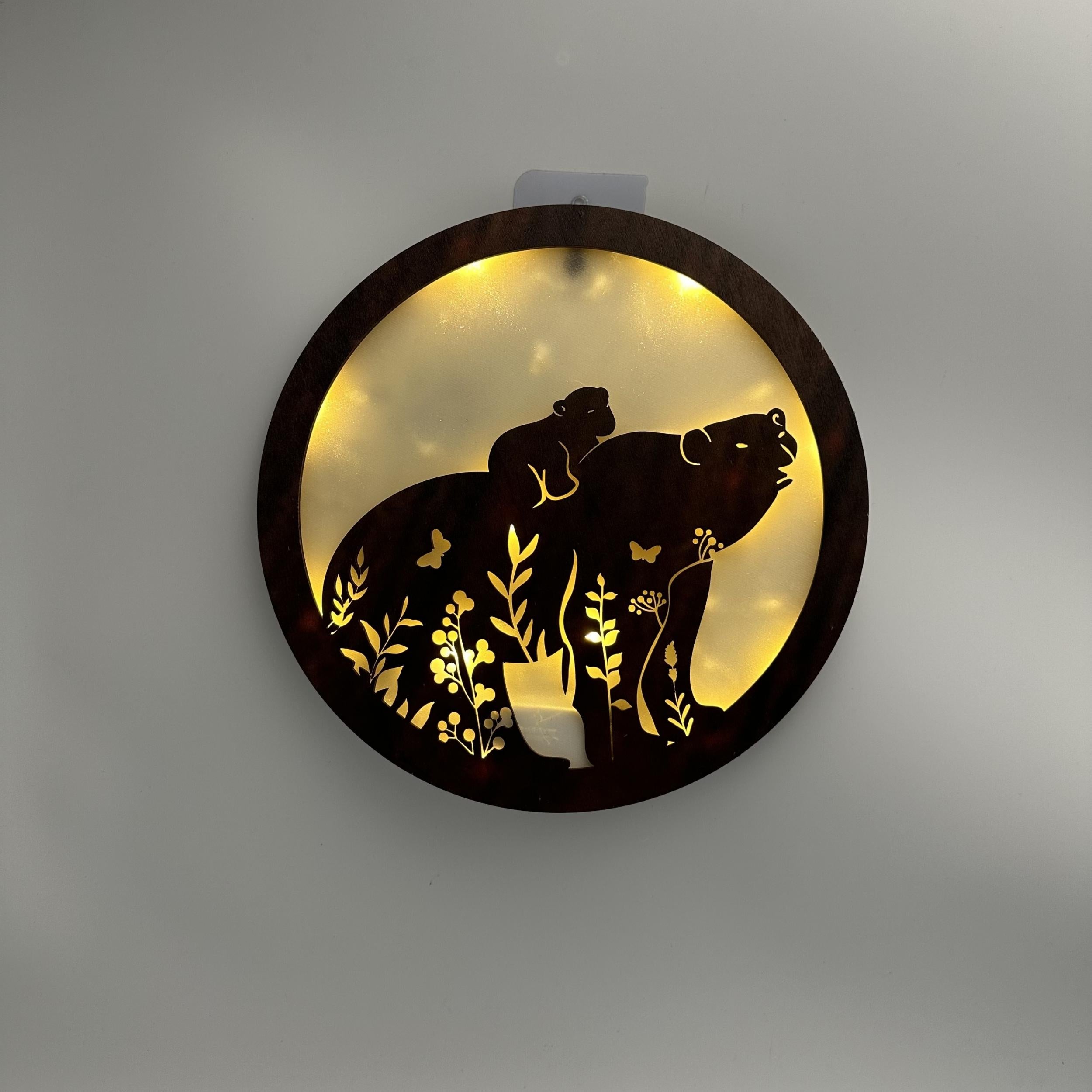 Kids Room LED Clock Lamp Retro Wooden Sign Wall Sticker Hanging Light
