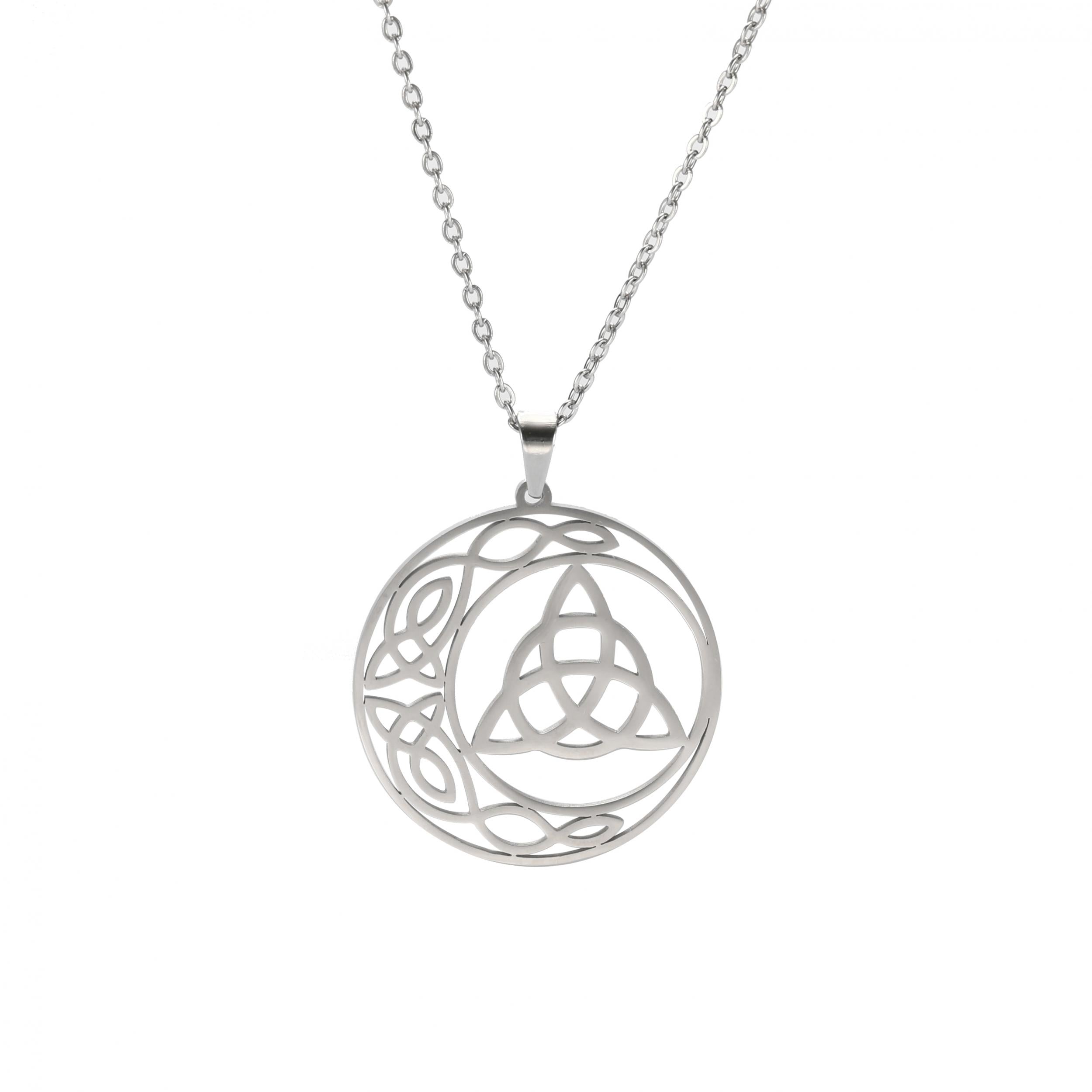 Stainless Steel Pentacle Pendant Necklace Pentagram Celtics Knot Star Circle