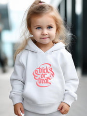 Trick O R Treat Pattern Long Sleeve Hooded Sweatshirt Girls Comfy Hoodies