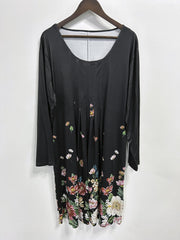  Floral Print Long Sleeve Dress With Pockets