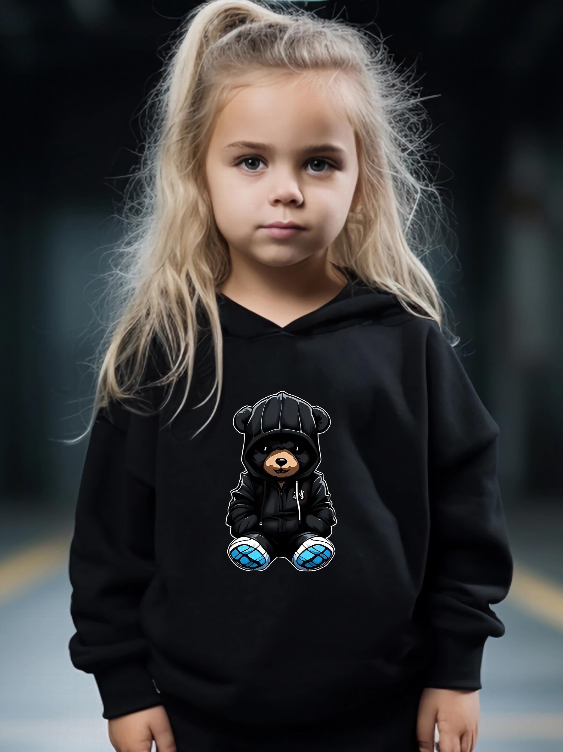 Bear Print 2pcs Girls Outfits For Sports Spring Fall Outdoor Gift