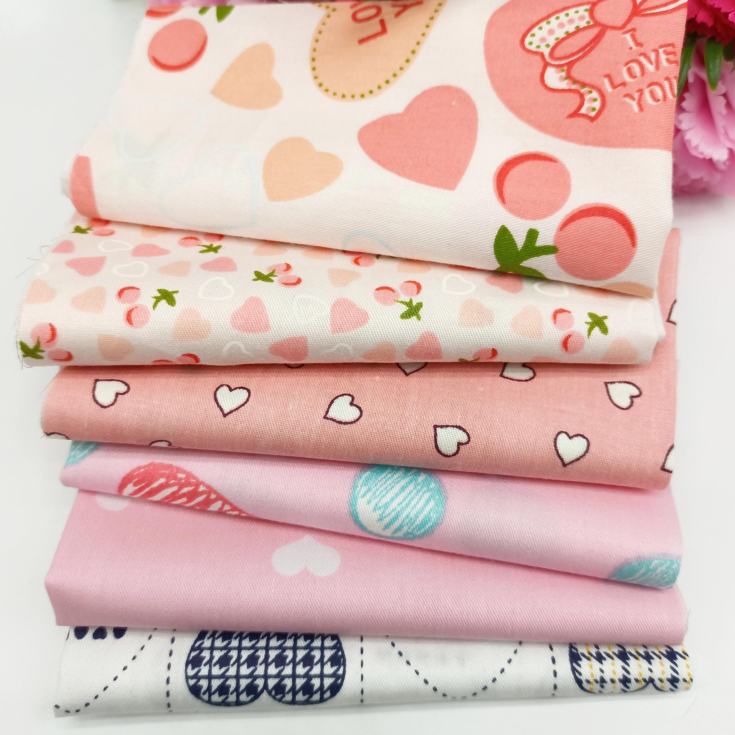6pcs Love Printed Cotton Fabric Patchwork Group DIY Mother's Cloth 19.7x15.7in
