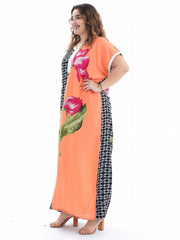 Plus Size Ramadan Kaftan Dress Set Geometric Floral Print