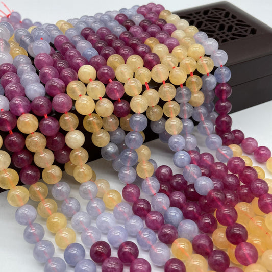 6mm Tricolor Crystal Aquamarine Citrine Pink Tourmaline Bar