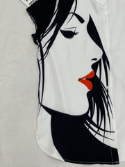  Casual Blouse Women's Plus Figure Print Cap Sleeve Turn Down Collar