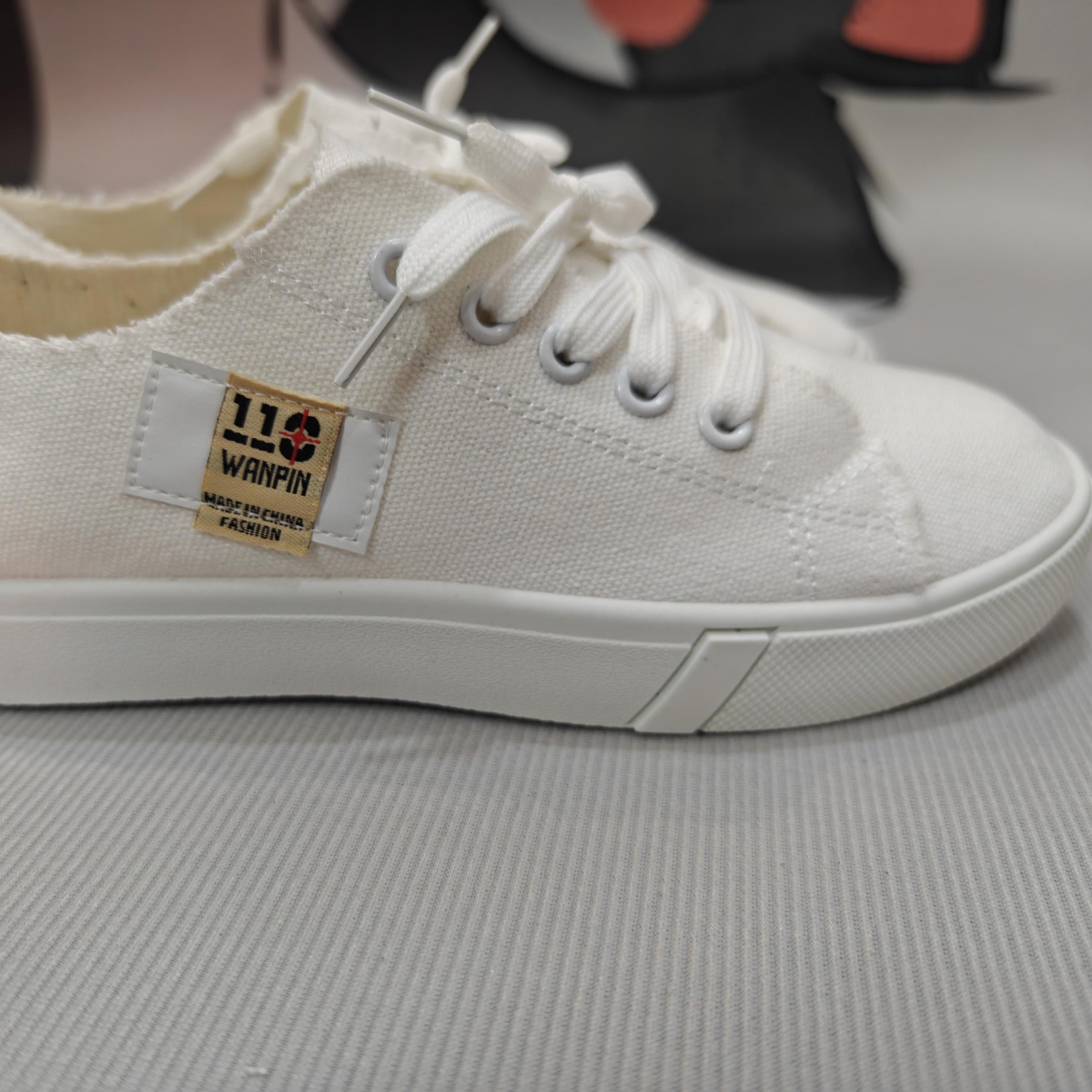 Women's Canvas Lace Up Flat Sneakers Lightweight Low Top Shoes