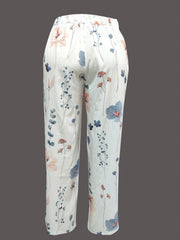  Floral Print Drawstring High Rise Pants