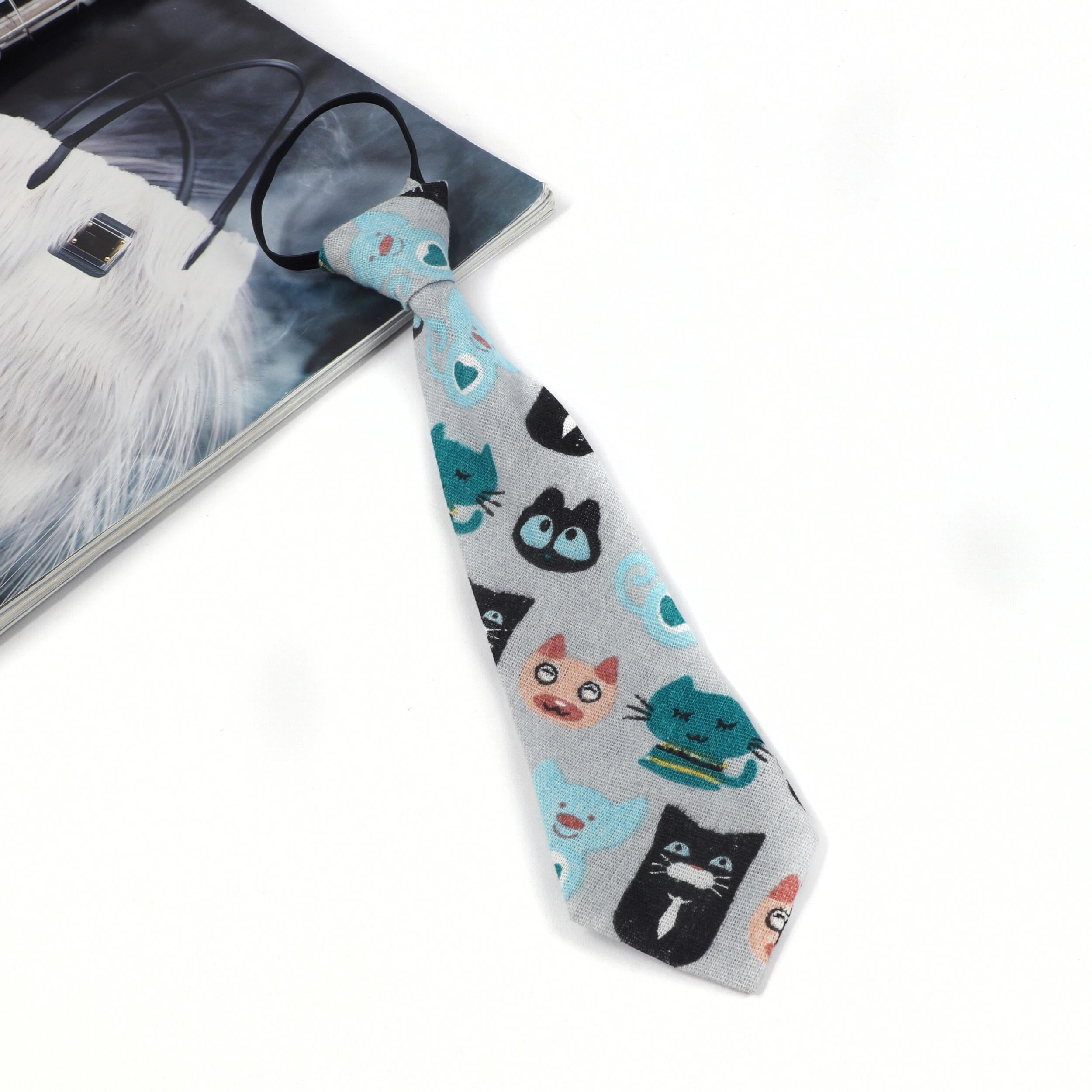 Kids College Style Cartoon Animals Tie - Boys & Girls Students