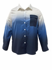  Ombre Print Long Sleeve Button Up Shirt