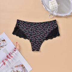  High Rise Heart & Letter Print Brief