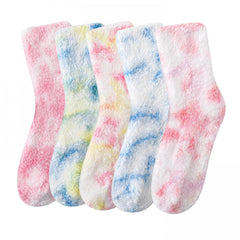 Tie Dye Print Fuzzy Socks Women's Stockings