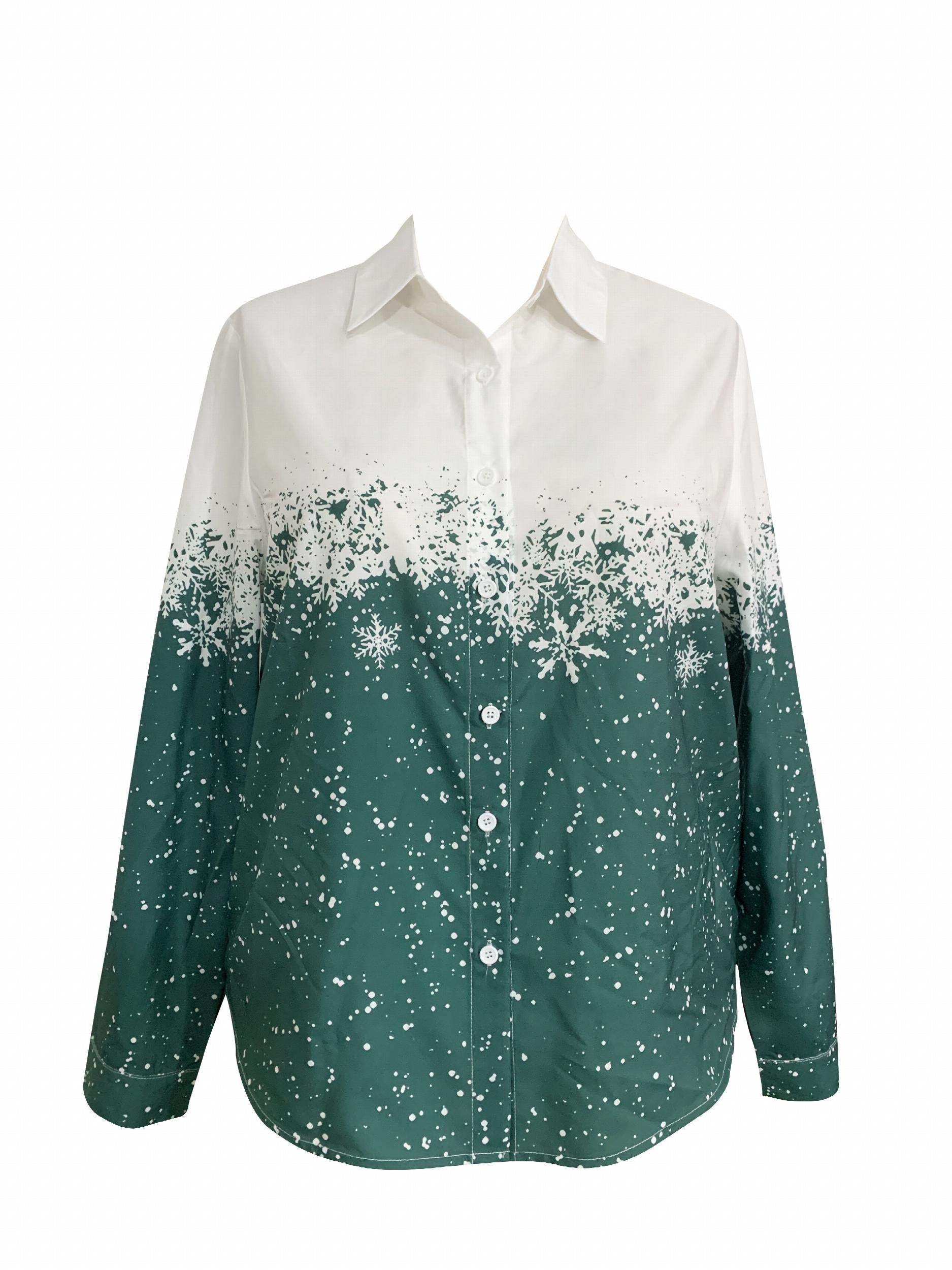  Colorblock Snowflake Blouse