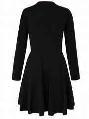  Colorblock Ribbed V Neck Zip Up Dress
