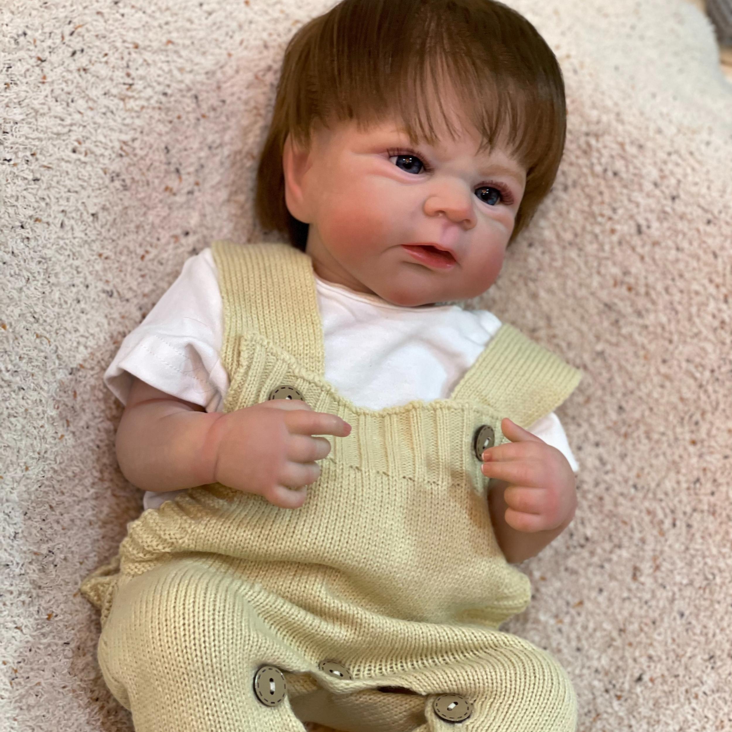 18 Inch Elijah Reborn Doll - Realistic 3D Painted Vinyl Doll with Root Hair