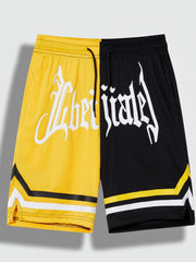 Boys Block Letter Print Gym Workout Shorts Quick Dry Lightweight