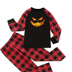  Pumpkin & Plaid Print Pajama Set Women's Tee & Pants Lounge 2pc