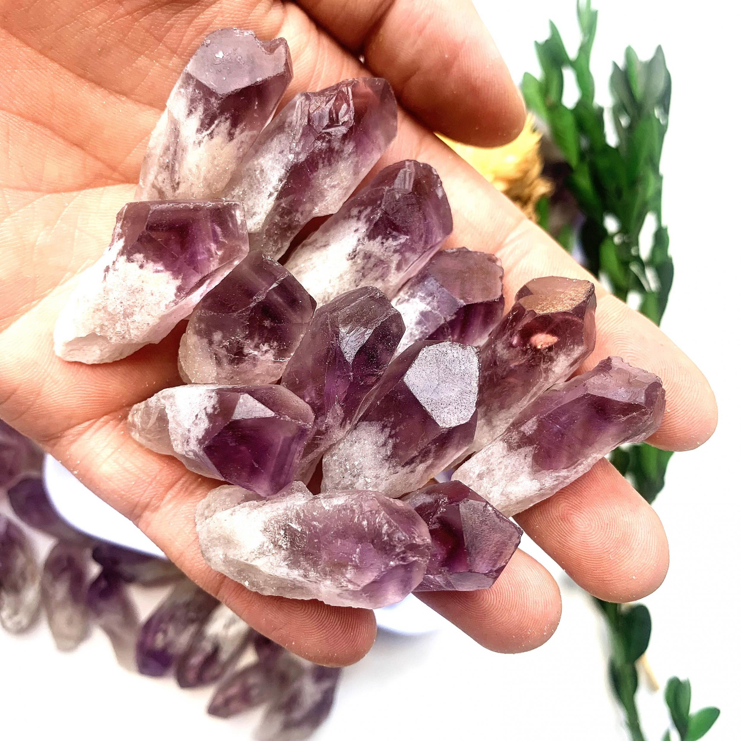5pcs Natural Amethyst Raw Stone Crystal Rough Points Bulk Gemstone Reiki Healing