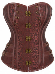 Floral Print Front Hook Corsets Tummy Control Lace Up Bustier