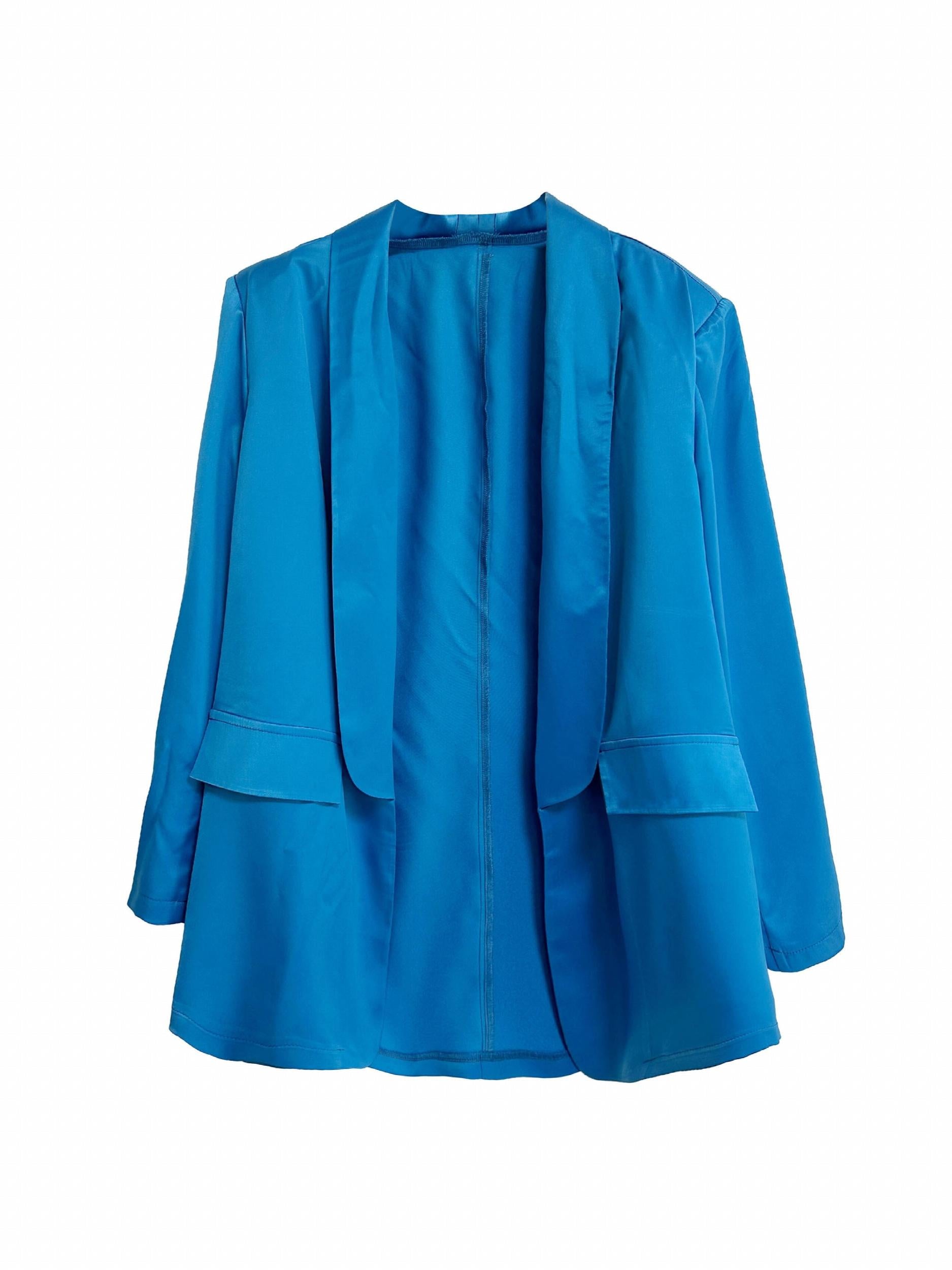  Solid Open Front Blazer