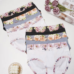 6 Pack Plus Size Floral Print High Rise Panties Set
