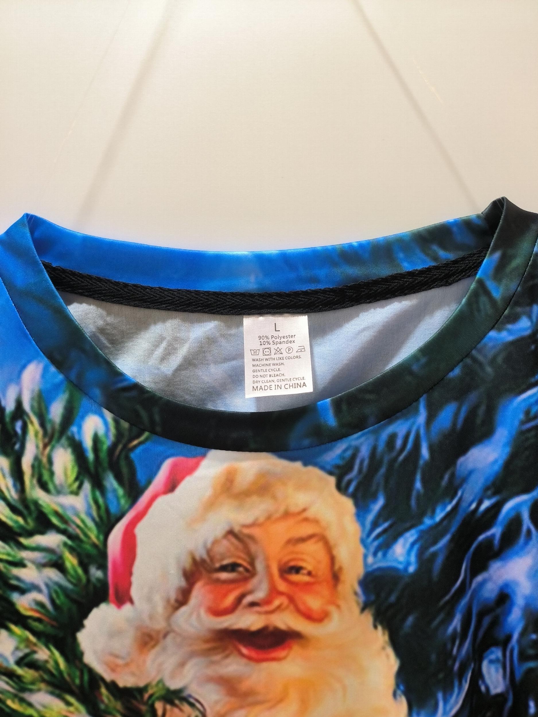 Christmas Santa Claus Print Men's Comfy Sports T shirt Graphic Tee