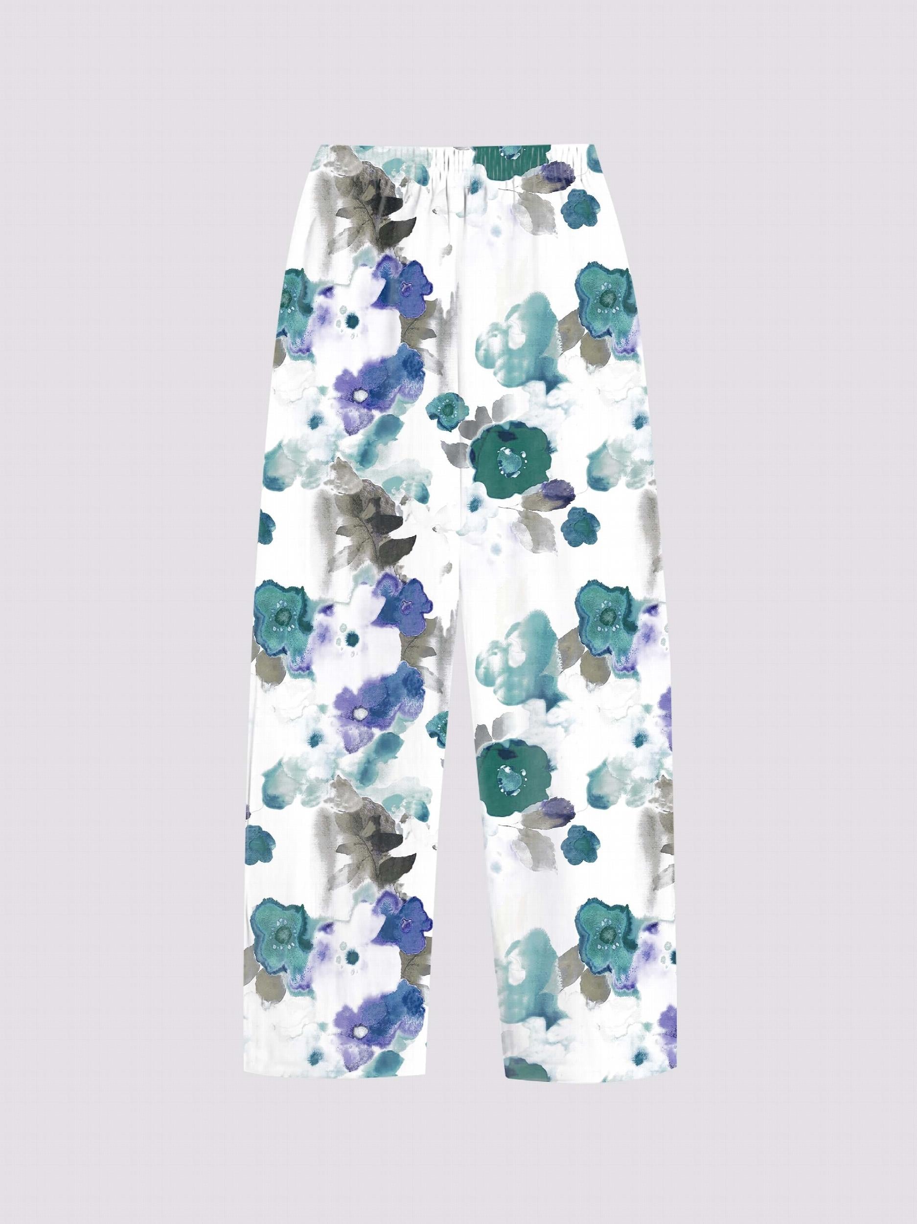 Graphic Print Dual Pockets Loose Pants Casual Comfy Pants